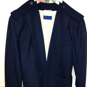 Vintage ESCADA Open Tuxedo-Style Navy Blue Jacket